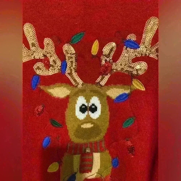 Karen Scott Embellished Party Reindeer Sweater Ugly Christmas XL - Picture 3 of 13